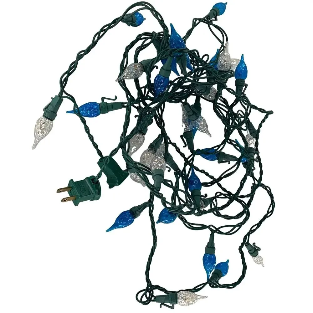 Christmas Lights LED Diamond Cut 1 String Strawberry Blue & White Imperfect